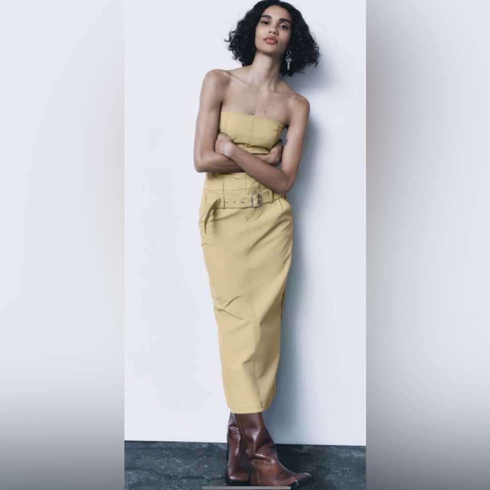 Zara Fitted Strapless Midi Dress